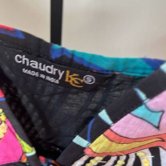 Chaudry KC Boho Bright Colored Patchwork Mini Dress Sleeveless Size Small New - Picture 5 of 6